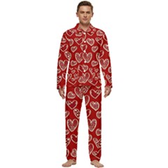 Vector Seamless Pattern Of Hearts With Valentine s Day Men s Long Sleeve Velvet Pocket Pajamas Set by Wav3s