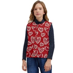 Vector Seamless Pattern Of Hearts With Valentine s Day Kid s Short Button Up Puffer Vest	