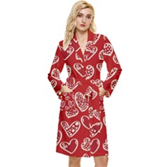 Vector Seamless Pattern Of Hearts With Valentine s Day Long Sleeve Velvet Robe