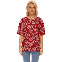 Vector Seamless Pattern Of Hearts With Valentine s Day Oversized Basic Tee