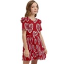 Vector Seamless Pattern Of Hearts With Valentine s Day Kids  Frilly Sleeves Pocket Dress View2