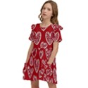 Vector Seamless Pattern Of Hearts With Valentine s Day Kids  Frilly Sleeves Pocket Dress View3