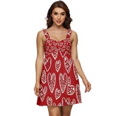 Vector Seamless Pattern Of Hearts With Valentine s Day Ruffle Strap Babydoll Chiffon Dress