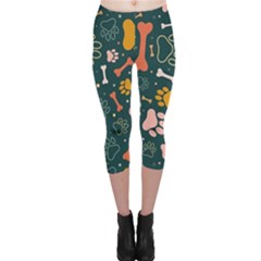 Dog Paw Colorful Fabrics Digitally Capri Leggings  by Wav3s