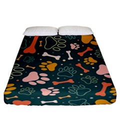 Dog Paw Colorful Fabrics Digitally Fitted Sheet (california King Size) by Wav3s