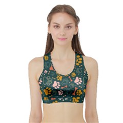 Dog Paw Colorful Fabrics Digitally Sports Bra With Border by Wav3s