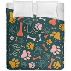 Dog Paw Colorful Fabrics Digitally Duvet Cover Double Side (california King Size) by Wav3s