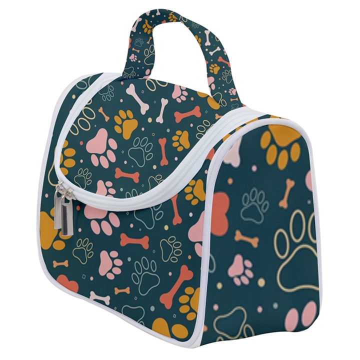 Dog Paw Colorful Fabrics Digitally Satchel Handbag