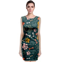 Dog Paw Colorful Fabrics Digitally Classic Sleeveless Midi Dress by Wav3s