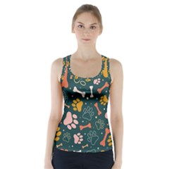 Dog Paw Colorful Fabrics Digitally Racer Back Sports Top by Wav3s