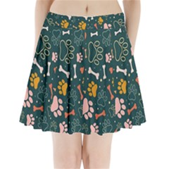 Dog Paw Colorful Fabrics Digitally Pleated Mini Skirt by Wav3s