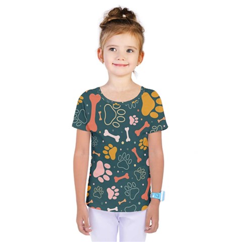 Dog Paw Colorful Fabrics Digitally Kids  One Piece Tee by Wav3s