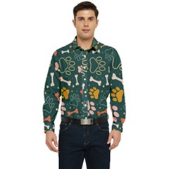 Dog Paw Colorful Fabrics Digitally Men s Long Sleeve  Shirt by Wav3s