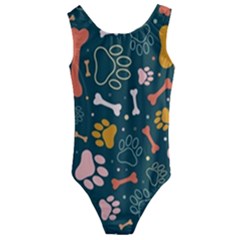 Dog Paw Colorful Fabrics Digitally Kids  Cut-out Back One Piece Swimsuit by Wav3s