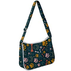 Dog Paw Colorful Fabrics Digitally Zip Up Shoulder Bag