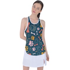 Dog Paw Colorful Fabrics Digitally Racer Back Mesh Tank Top