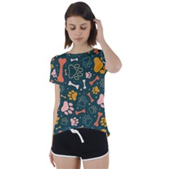 Dog Paw Colorful Fabrics Digitally Short Sleeve Open Back Tee by Wav3s