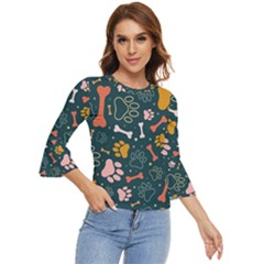 Dog Paw Colorful Fabrics Digitally Bell Sleeve Top