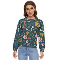 Dog Paw Colorful Fabrics Digitally Women s Long Sleeve Raglan Tee