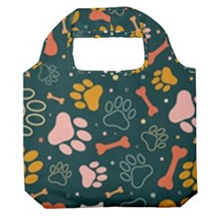 Dog Paw Colorful Fabrics Digitally Premium Foldable Grocery Recycle Bag by Wav3s