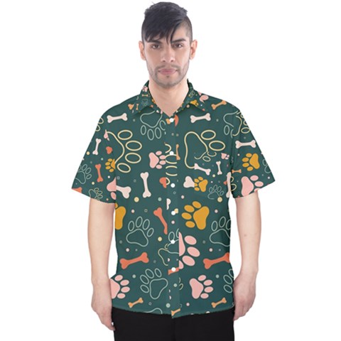 Dog Paw Colorful Fabrics Digitally Men s Hawaii Shirt by Wav3s