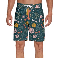 Dog Paw Colorful Fabrics Digitally Men s Beach Shorts by Wav3s