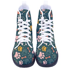 Dog Paw Colorful Fabrics Digitally Women s High-top Canvas Sneakers by Wav3s