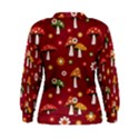 Woodland Mushroom And Daisy Seamless Pattern On Red Background Women s Sweatshirt View2