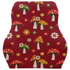 Woodland Mushroom And Daisy Seamless Pattern On Red Background Car Seat Velour Cushion  by Wav3s