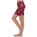 Woodland Mushroom And Daisy Seamless Pattern On Red Background Kids  Lightweight Velour Capri Yoga Leggings View2