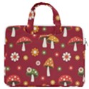 Woodland Mushroom And Daisy Seamless Pattern On Red Background MacBook Pro 13  Double Pocket Laptop Bag View1