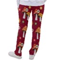 Woodland Mushroom And Daisy Seamless Pattern On Red Background Women s Casual Pants View2