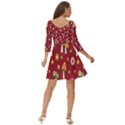 Woodland Mushroom And Daisy Seamless Pattern On Red Background Shoulder Cut Out Zip Up Dress View4