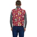 Woodland Mushroom And Daisy Seamless Pattern On Red Background Men s Short Button Up Puffer Vest	 View4