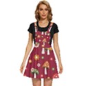 Woodland Mushroom And Daisy Seamless Pattern On Red Background Apron Dress View1