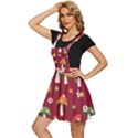 Woodland Mushroom And Daisy Seamless Pattern On Red Background Apron Dress View2