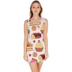 Seamless Pattern Hand Drawing Cartoon Dessert And Cake Bodycon Dress by Wav3s