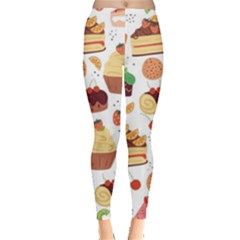 Seamless Pattern Hand Drawing Cartoon Dessert And Cake Leggings  by Wav3s