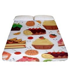 Seamless Pattern Hand Drawing Cartoon Dessert And Cake Fitted Sheet (king Size) by Wav3s