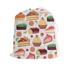 Seamless Pattern Hand Drawing Cartoon Dessert And Cake Drawstring Pouch (2xl) by Wav3s