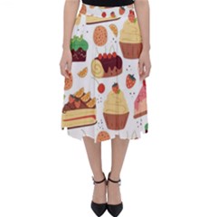 Seamless Pattern Hand Drawing Cartoon Dessert And Cake Classic Midi Skirt by Wav3s