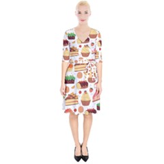 Seamless Pattern Hand Drawing Cartoon Dessert And Cake Wrap Up Cocktail Dress by Wav3s