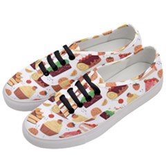 Seamless Pattern Hand Drawing Cartoon Dessert And Cake Women s Classic Low Top Sneakers by Wav3s