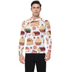 Seamless Pattern Hand Drawing Cartoon Dessert And Cake Men s Long Sleeve Rash Guard by Wav3s