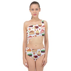 Seamless Pattern Hand Drawing Cartoon Dessert And Cake Spliced Up Two Piece Swimsuit by Wav3s