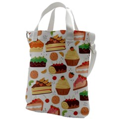 Seamless Pattern Hand Drawing Cartoon Dessert And Cake Canvas Messenger Bag by Wav3s