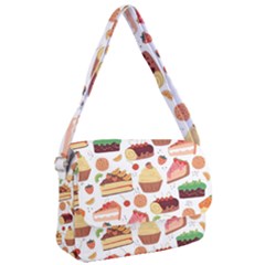 Seamless Pattern Hand Drawing Cartoon Dessert And Cake Courier Bag by Wav3s