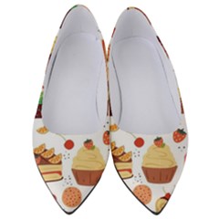 Seamless Pattern Hand Drawing Cartoon Dessert And Cake Women s Low Heels by Wav3s