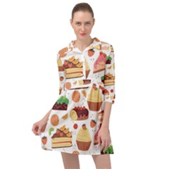 Seamless Pattern Hand Drawing Cartoon Dessert And Cake Mini Skater Shirt Dress by Wav3s