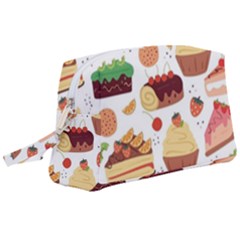 Seamless Pattern Hand Drawing Cartoon Dessert And Cake Wristlet Pouch Bag (large) by Wav3s